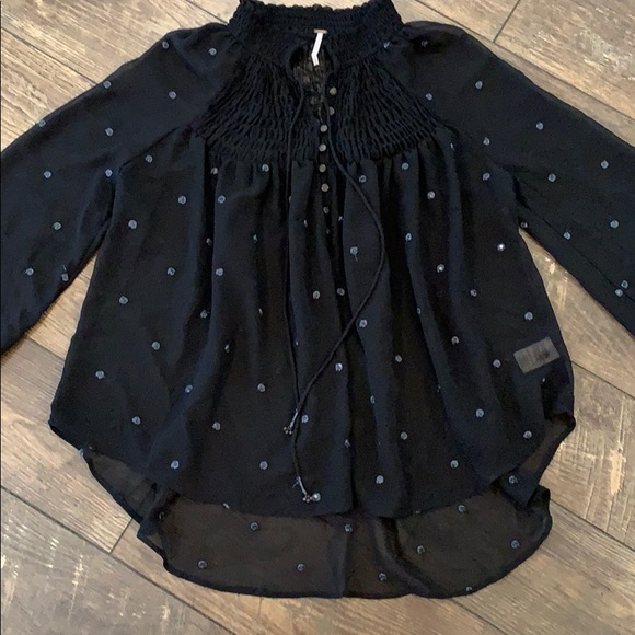 Free People Tops - Free People Black Sheer Tunic Top
